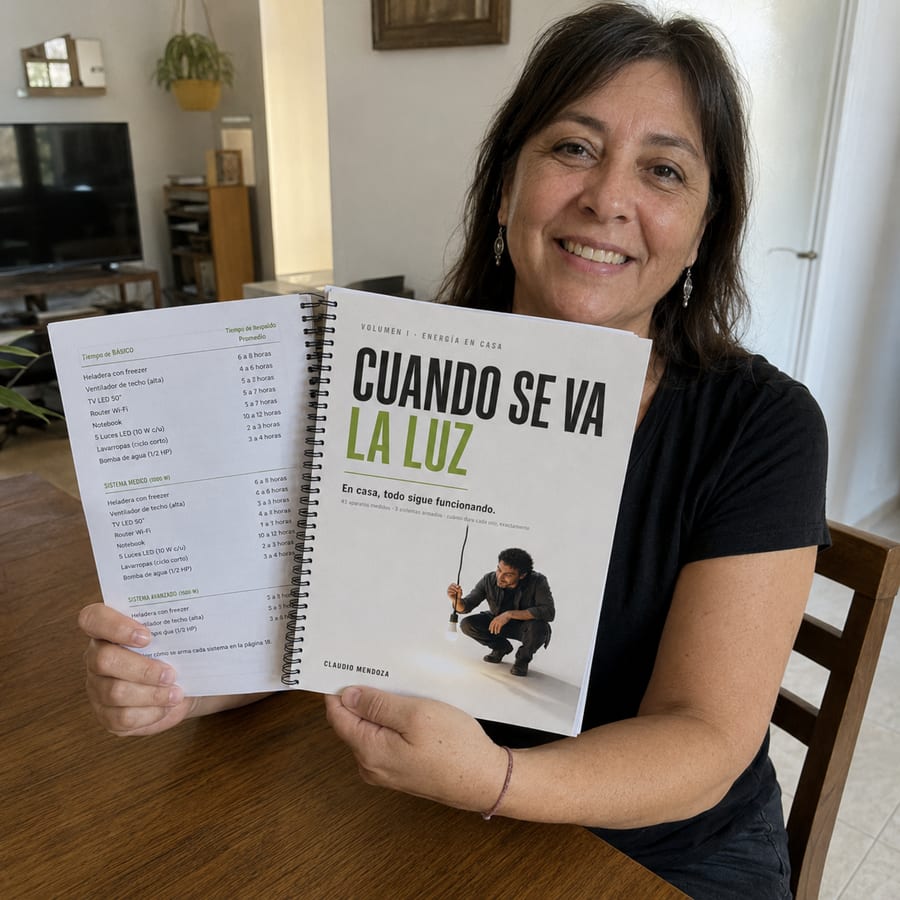 Patricia L. con los manuales