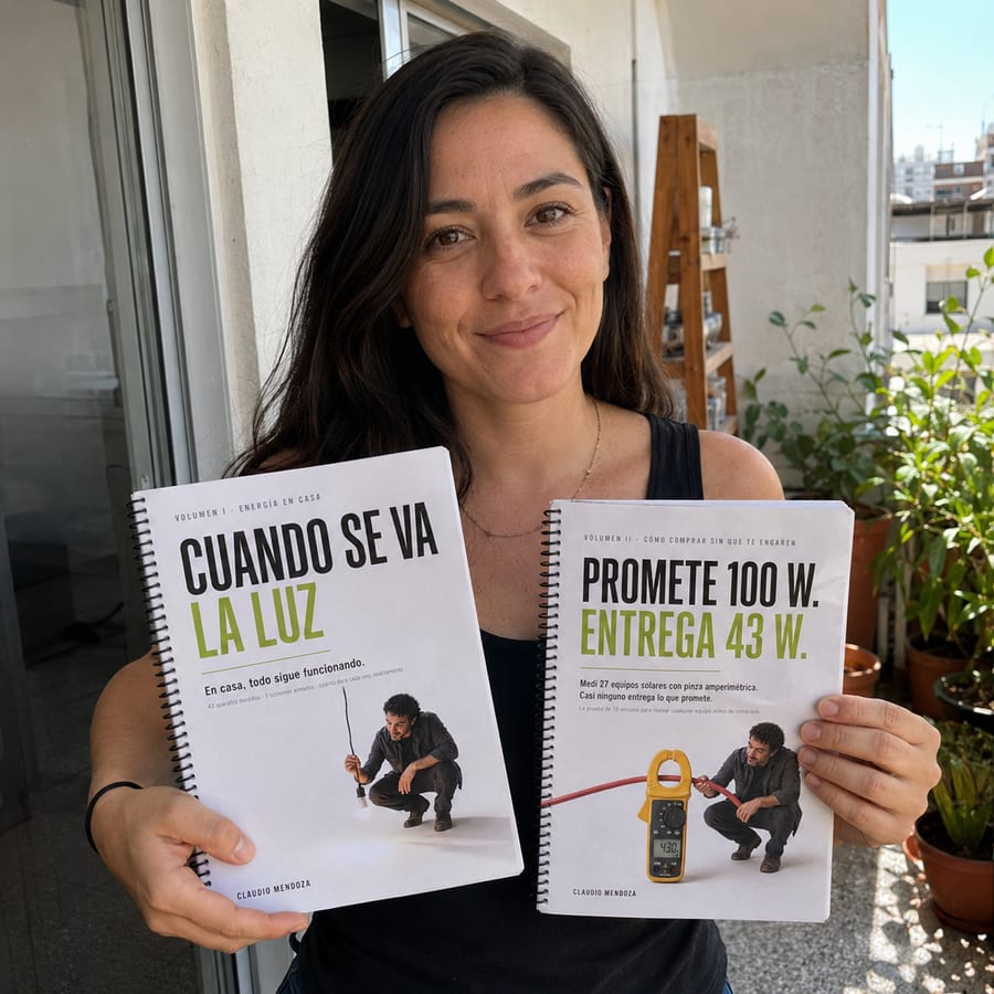 Susana R. con los manuales